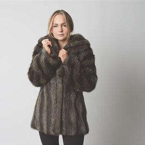 Vintage Faux Racoon Fur Coat 